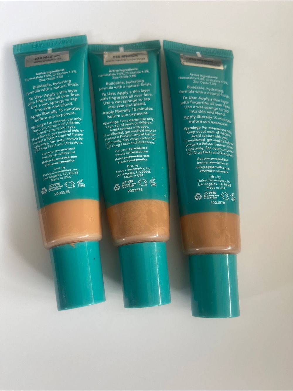 Thrive CC Cream 220 230 medium 3 bottles opened